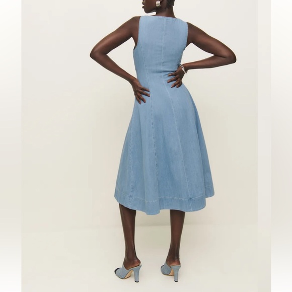 New Reformation Sebastian Denim Midi Dress - Picture 4 of 8